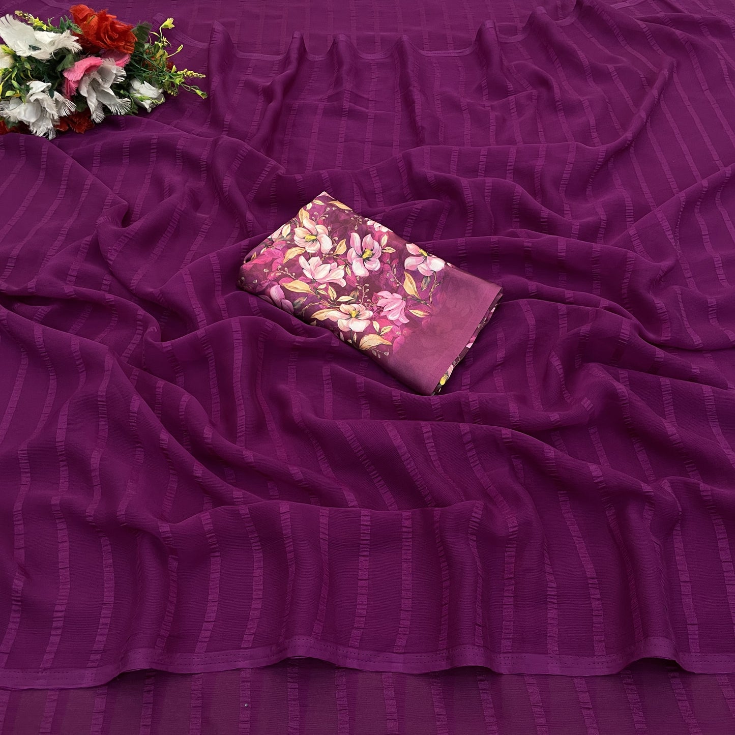 Tarini Chiffon Saree – A Symphony of Grace and Elegance