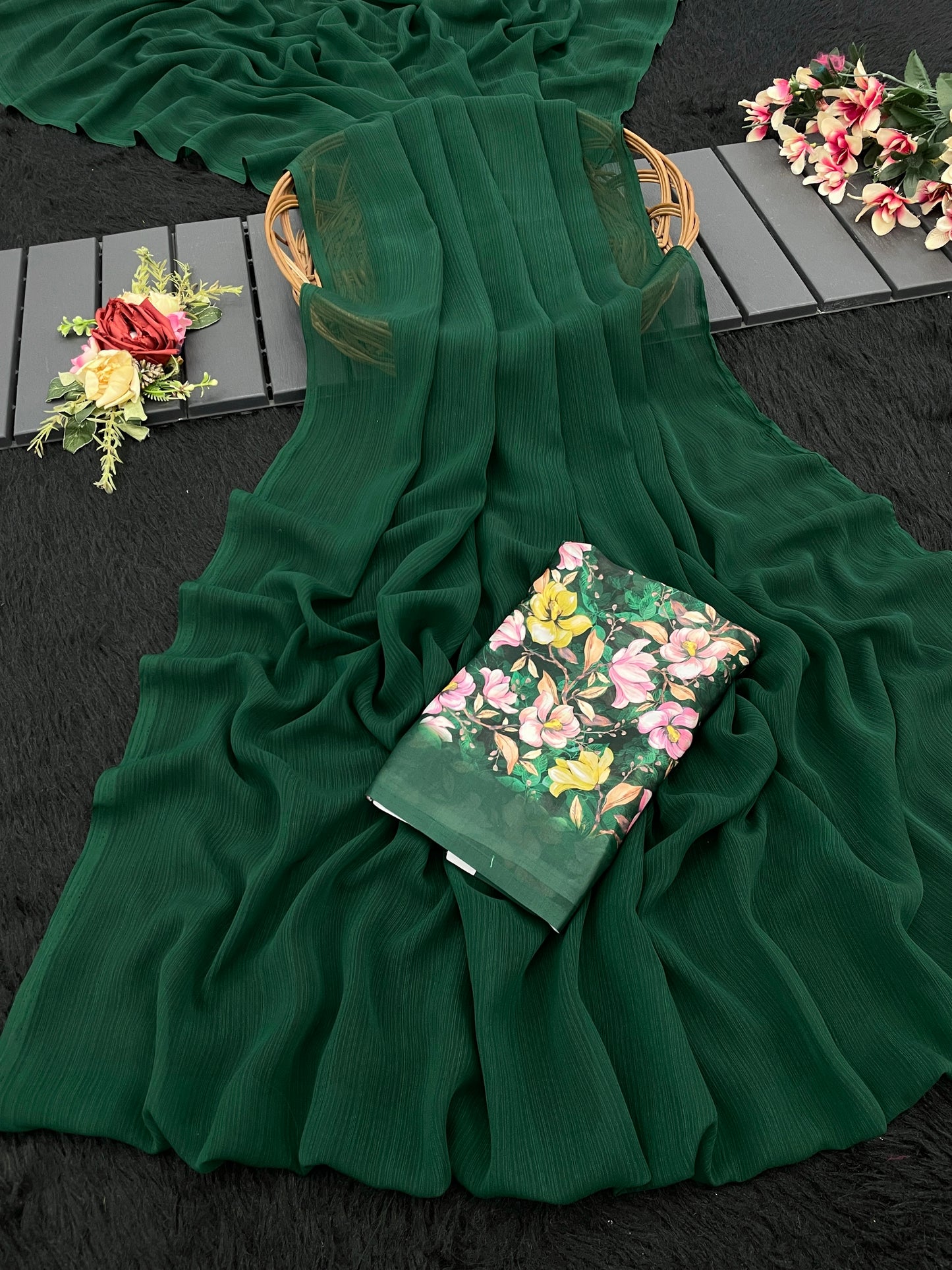 Tarini Chiffon Saree – A Symphony of Grace and Elegance