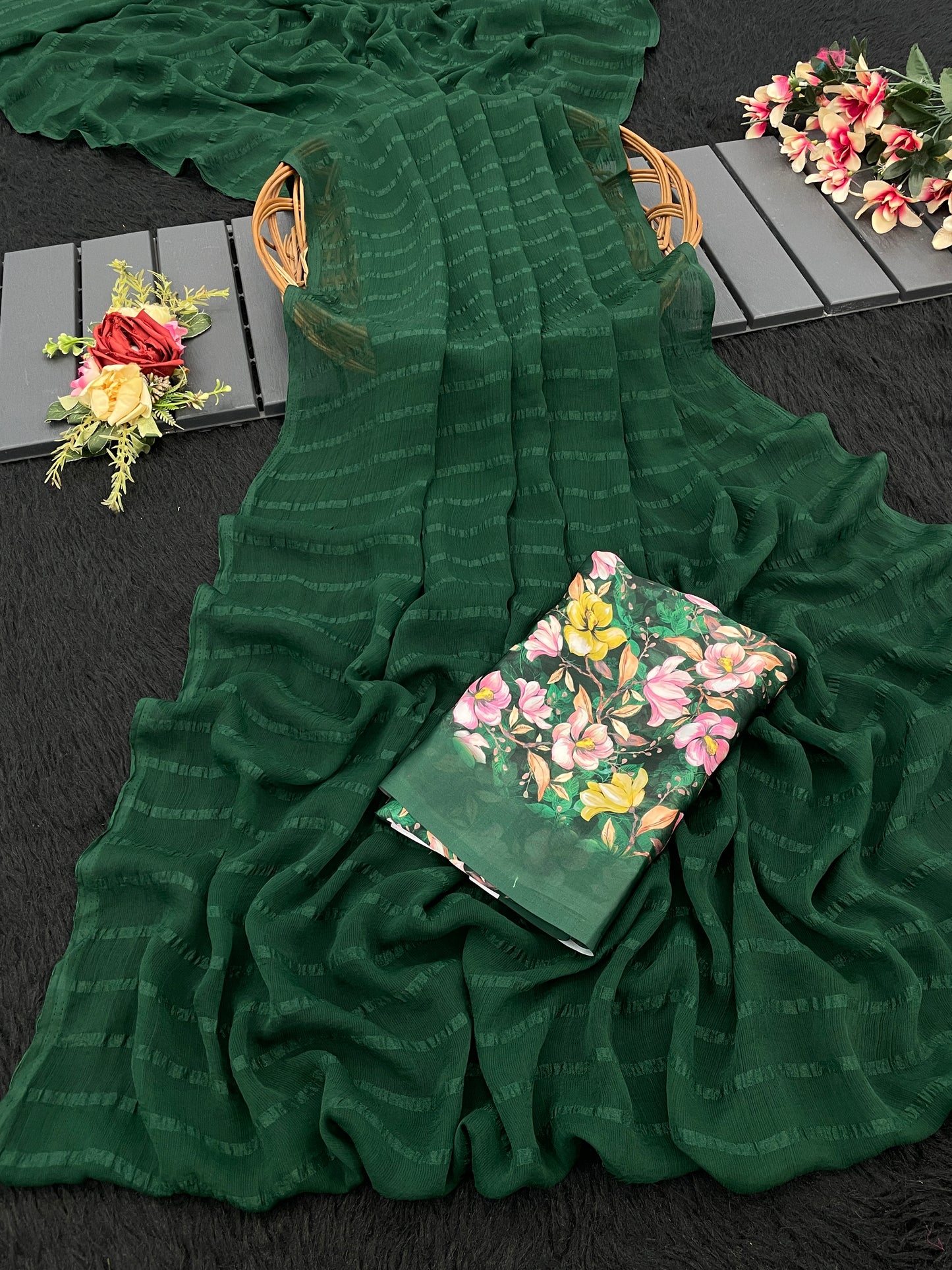Tarini Chiffon Saree – A Symphony of Grace and Elegance