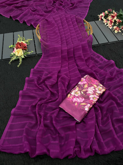 Tarini Chiffon Saree – A Symphony of Grace and Elegance