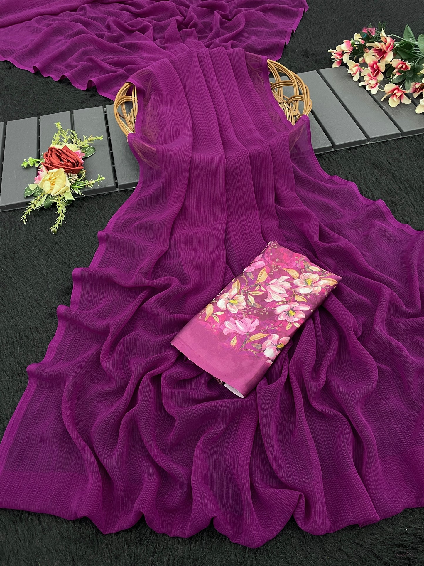 Tarini Chiffon Saree – A Symphony of Grace and Elegance