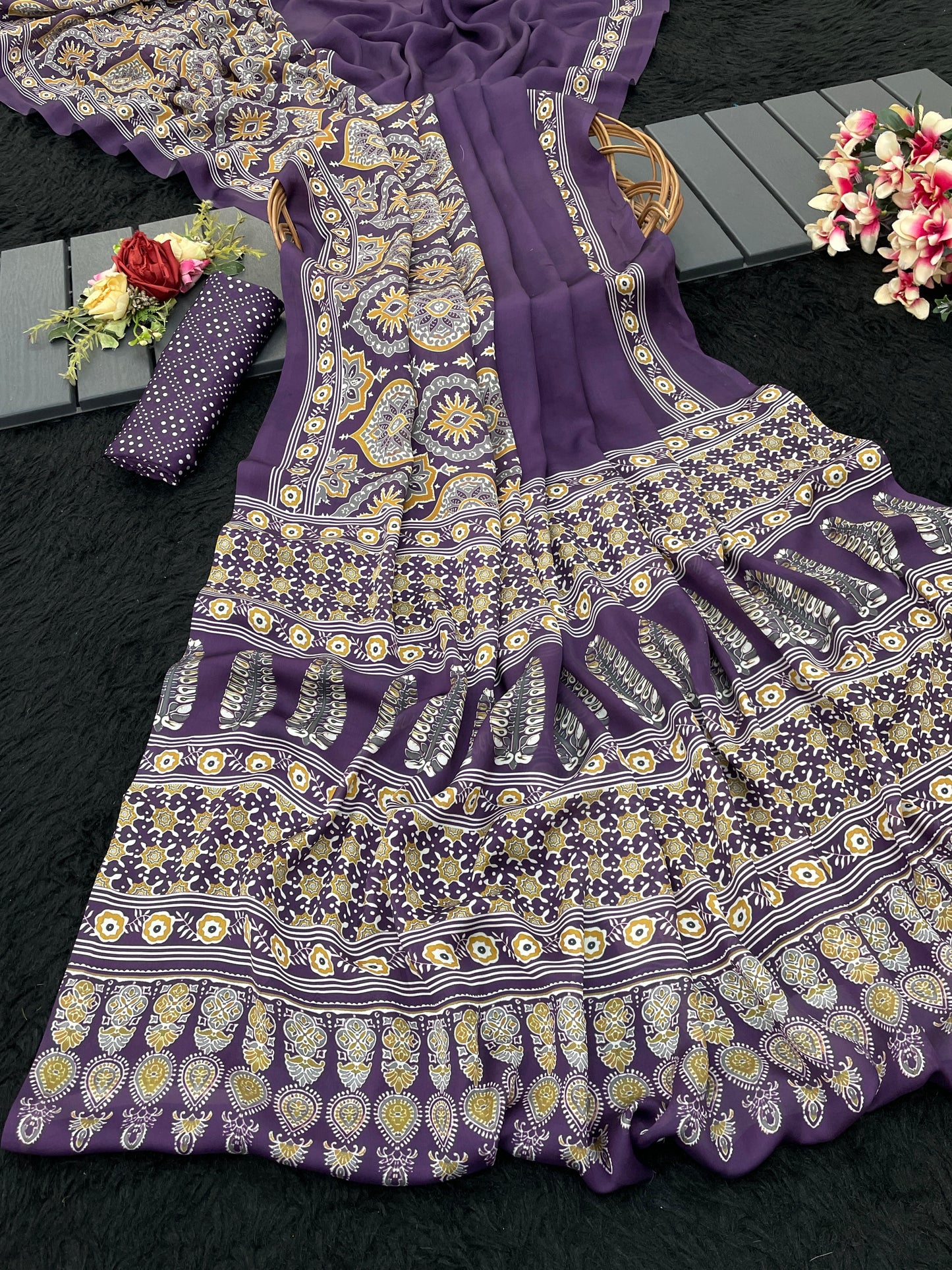 Ajmer Satin Georgette – A Royal Drape of Fluid Elegance