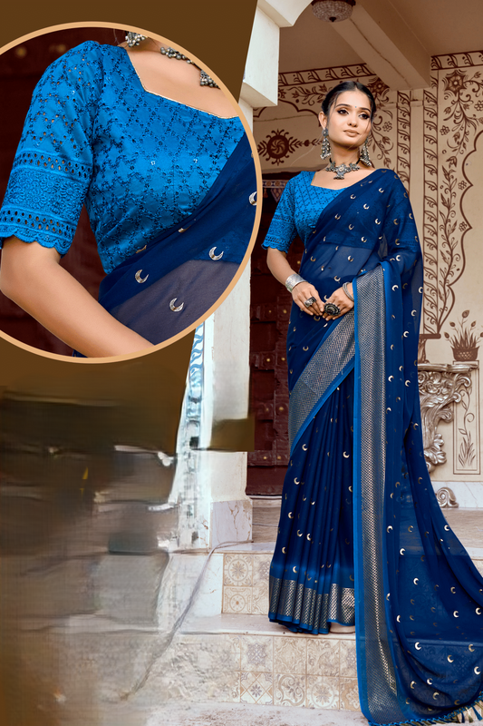 chandra Kon Petrol Blue+Peacock Blue
