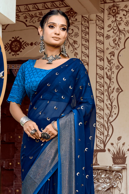 chandra Kon Petrol Blue+Peacock Blue