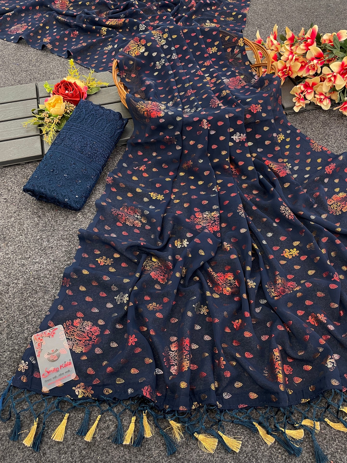 Kalashree Multicolor Saree with Multicolor Foil and Jhaalar Border (3 Colours Available).