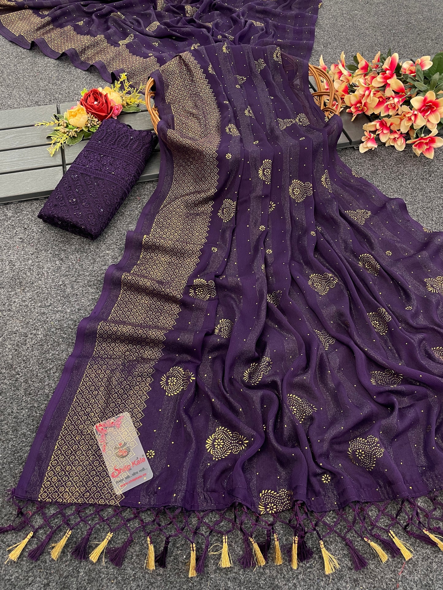 Shubhnamastu Multicolor Jari Patta Saree with Elegant Design (8 Colours Available).***