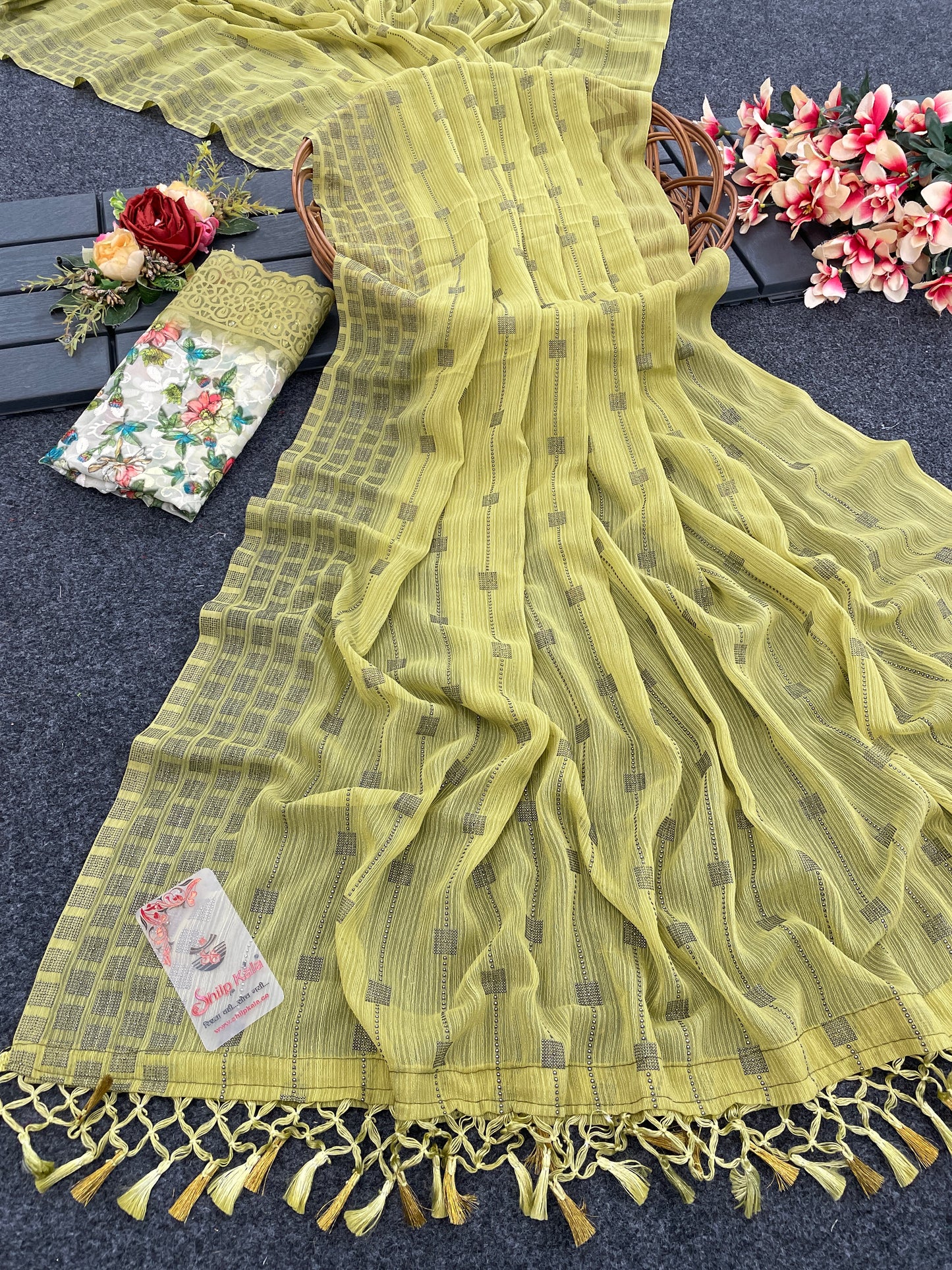 Swikar Multicolor Saree with Silver Foil Printing and Fancy Fabric (8 Colours Available).