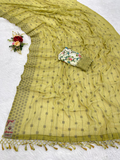 Swikar Multicolor Saree with Silver Foil Printing and Fancy Fabric (8 Colours Available).