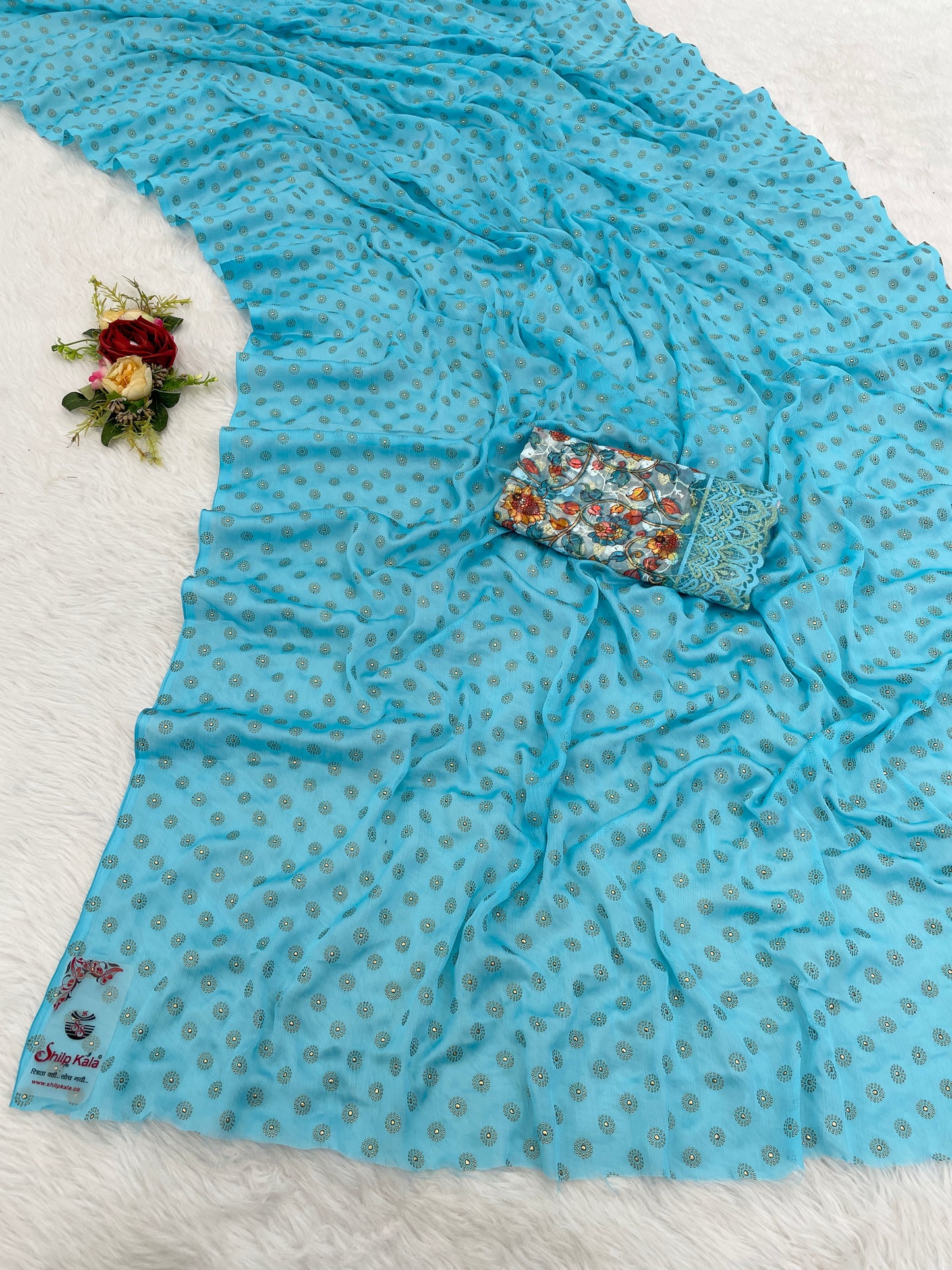 Vande Chiffon Saree with Digital Printed Blouse and Best Selling Saree Design. (8 Colours Available).*