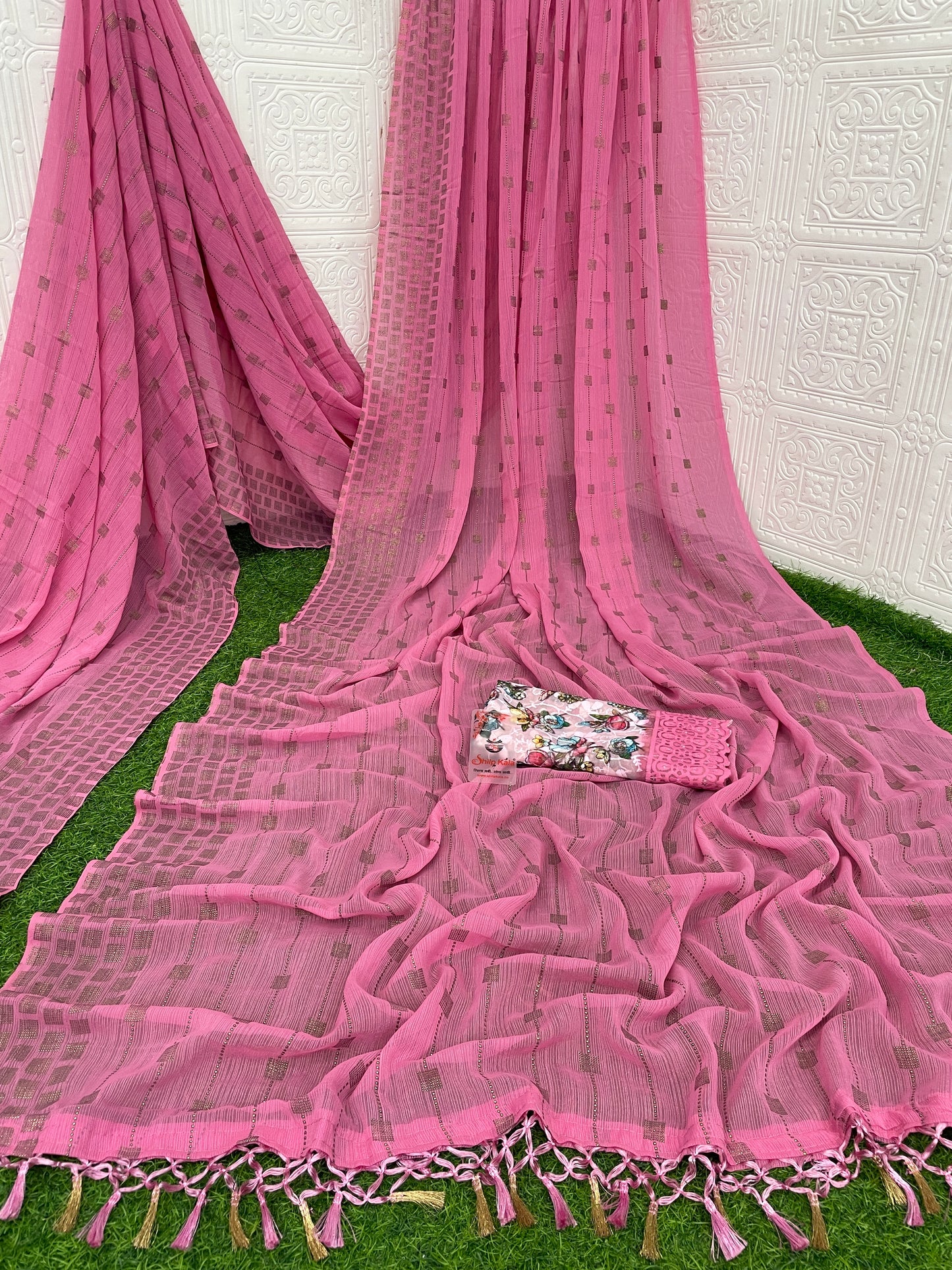 Swikar Multicolor Saree with Silver Foil Printing and Fancy Fabric (8 Colours Available).