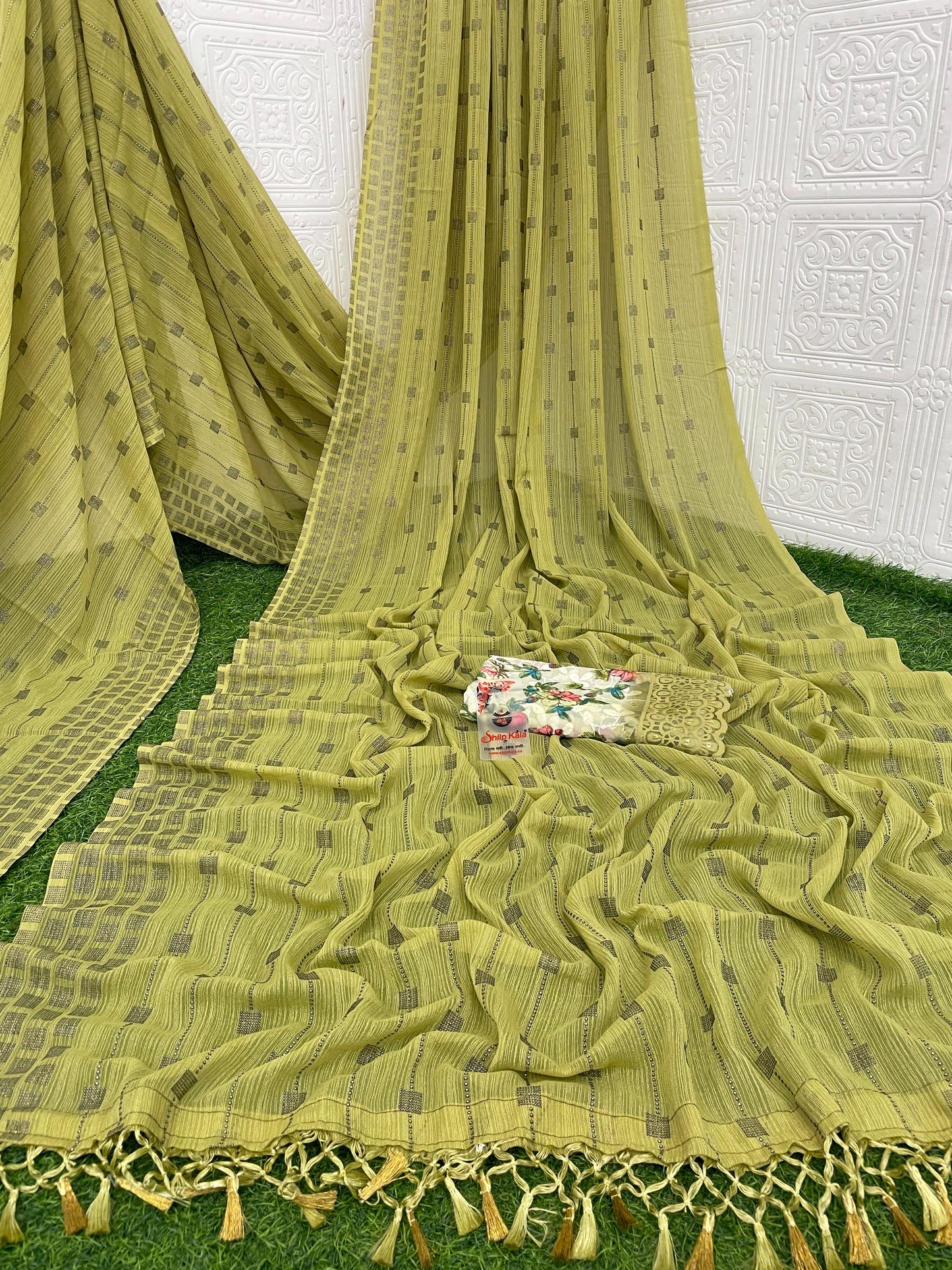 Swikar Multicolor Saree with Silver Foil Printing and Fancy Fabric (8 Colours Available).