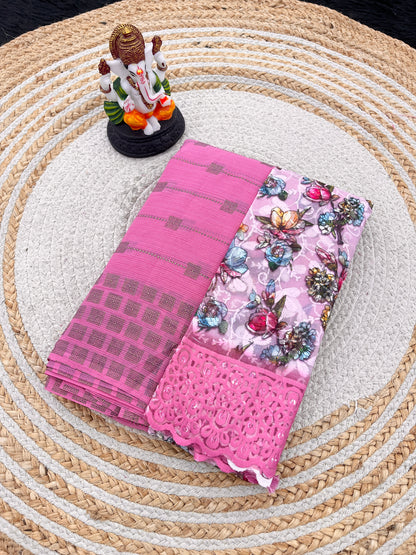 Swikar Multicolor Saree with Silver Foil Printing and Fancy Fabric (8 Colours Available).