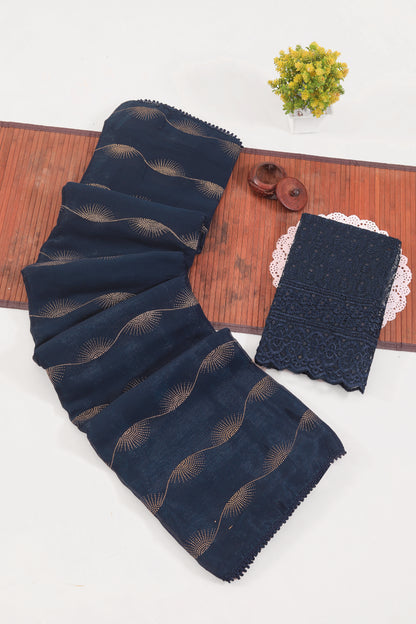 Omega Chiffon Saree with Tone to Tone Matching.**