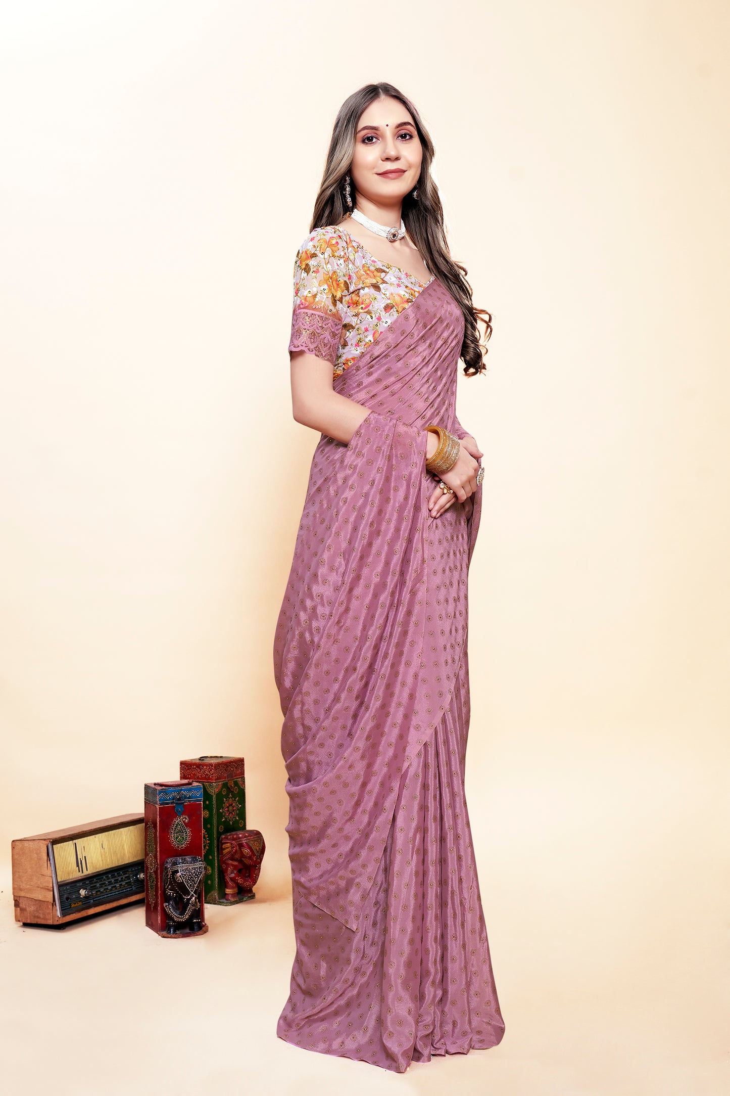Vande Chiffon Saree with Digital Printed Blouse and Best Selling Saree Design. (8 Colours Available).*