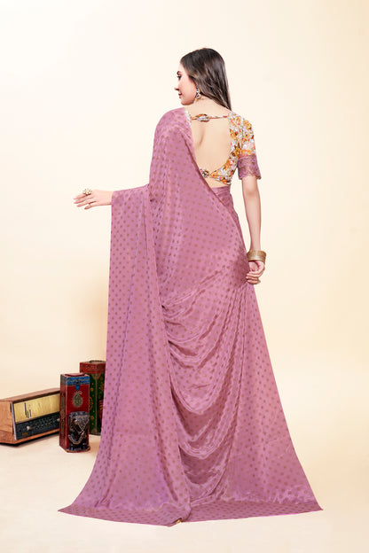 Vande Chiffon Saree with Digital Printed Blouse and Best Selling Saree Design. (8 Colours Available).*