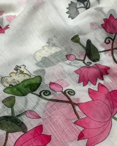 Gauri Linen Digital Print New Desing Saree (6 Colour)