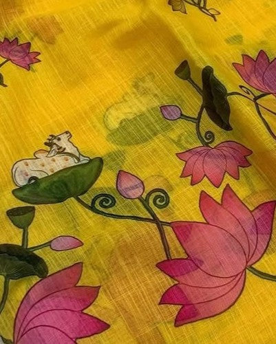 Gauri Linen Digital Print New Desing Saree (6 Colour)