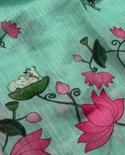 Gauri Linen Digital Print New Desing Saree (6 Colour)