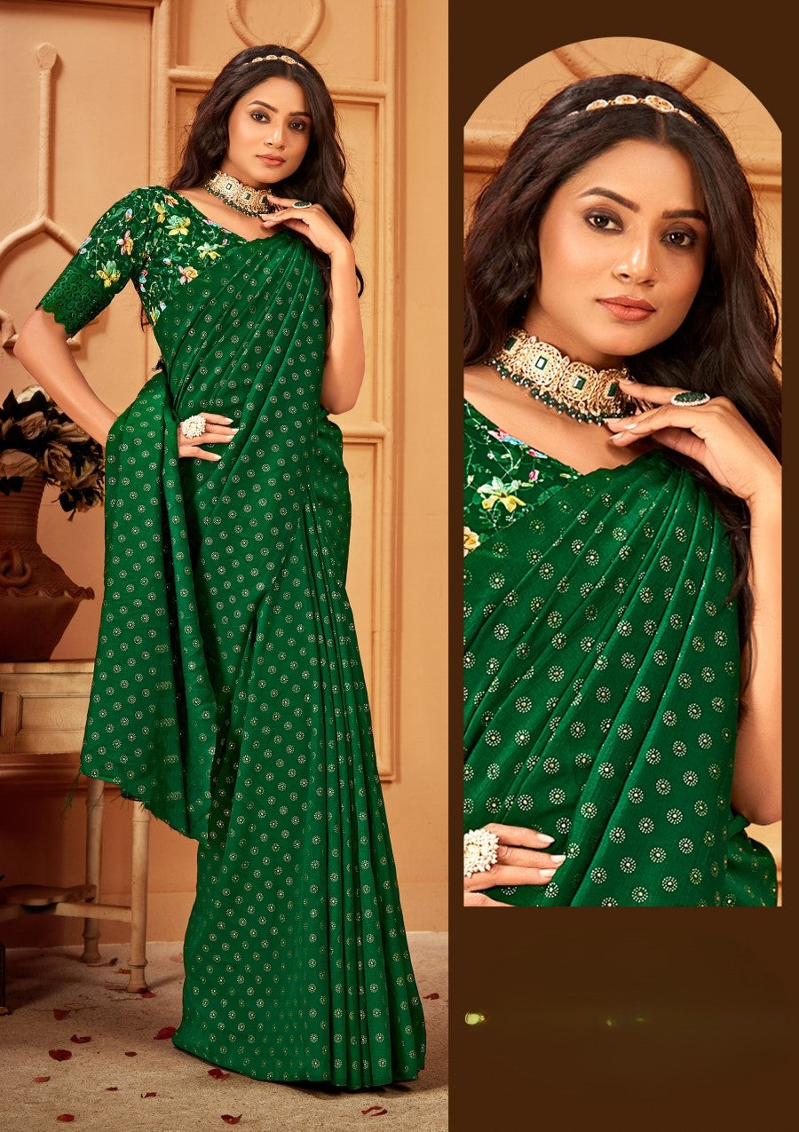 Vande  Dark Multicolor Saree with Digital Printed Blouse and Best Selling Saree Design (8 Colours Available).