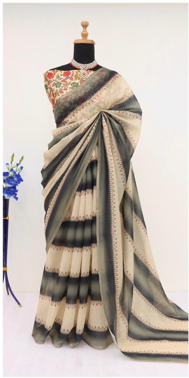 Soft Cotton Chanderi Saree with Fancy Blouse (8 Colours Available).