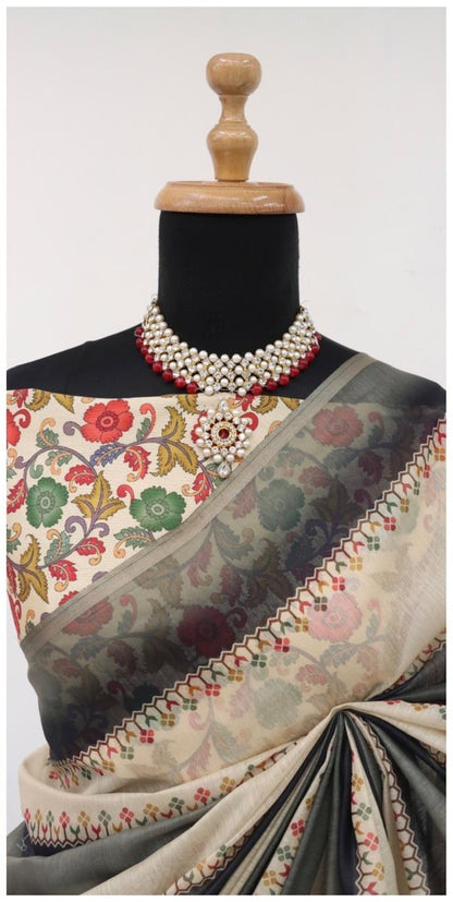 Soft Cotton Chanderi Saree with Fancy Blouse (8 Colours Available).