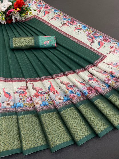 Flamingo Latest Dola Jari Digital Print New Desing Saree (8 Color )