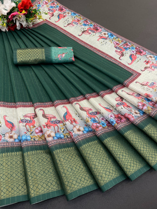 Flamingo Latest Dola Jari Digital Print New Desing Saree (8 Color )