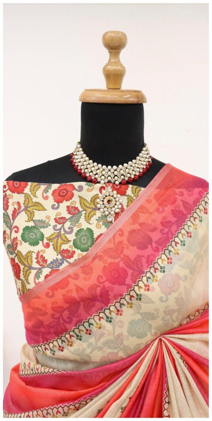 Soft Cotton Chanderi Saree with Fancy Blouse (8 Colours Available).