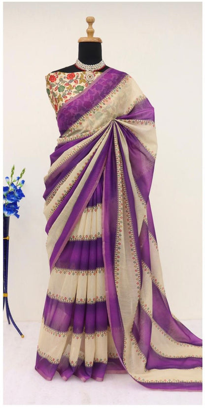Soft Cotton Chanderi Saree with Fancy Blouse (8 Colours Available).