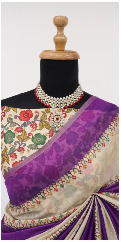 Soft Cotton Chanderi Saree with Fancy Blouse (8 Colours Available).