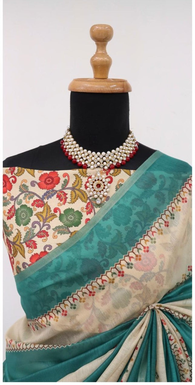 Soft Cotton Chanderi Saree with Fancy Blouse (8 Colours Available).