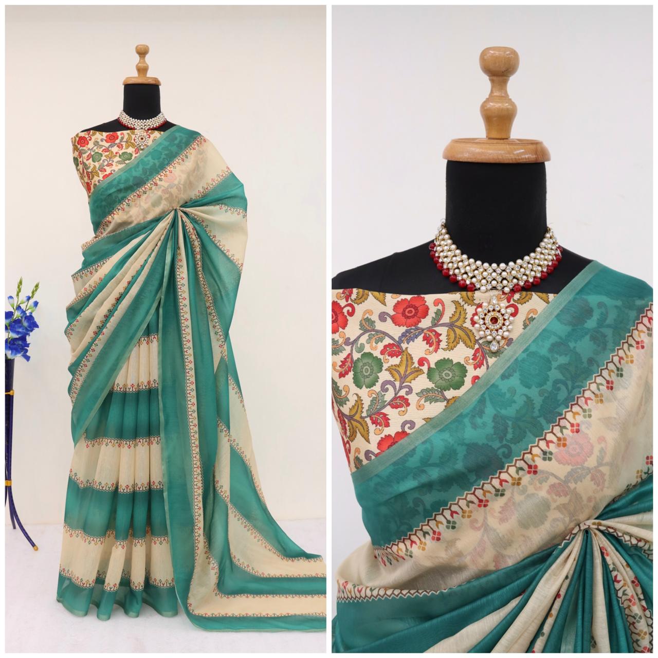 Soft Cotton Chanderi Saree with Fancy Blouse (8 Colours Available).