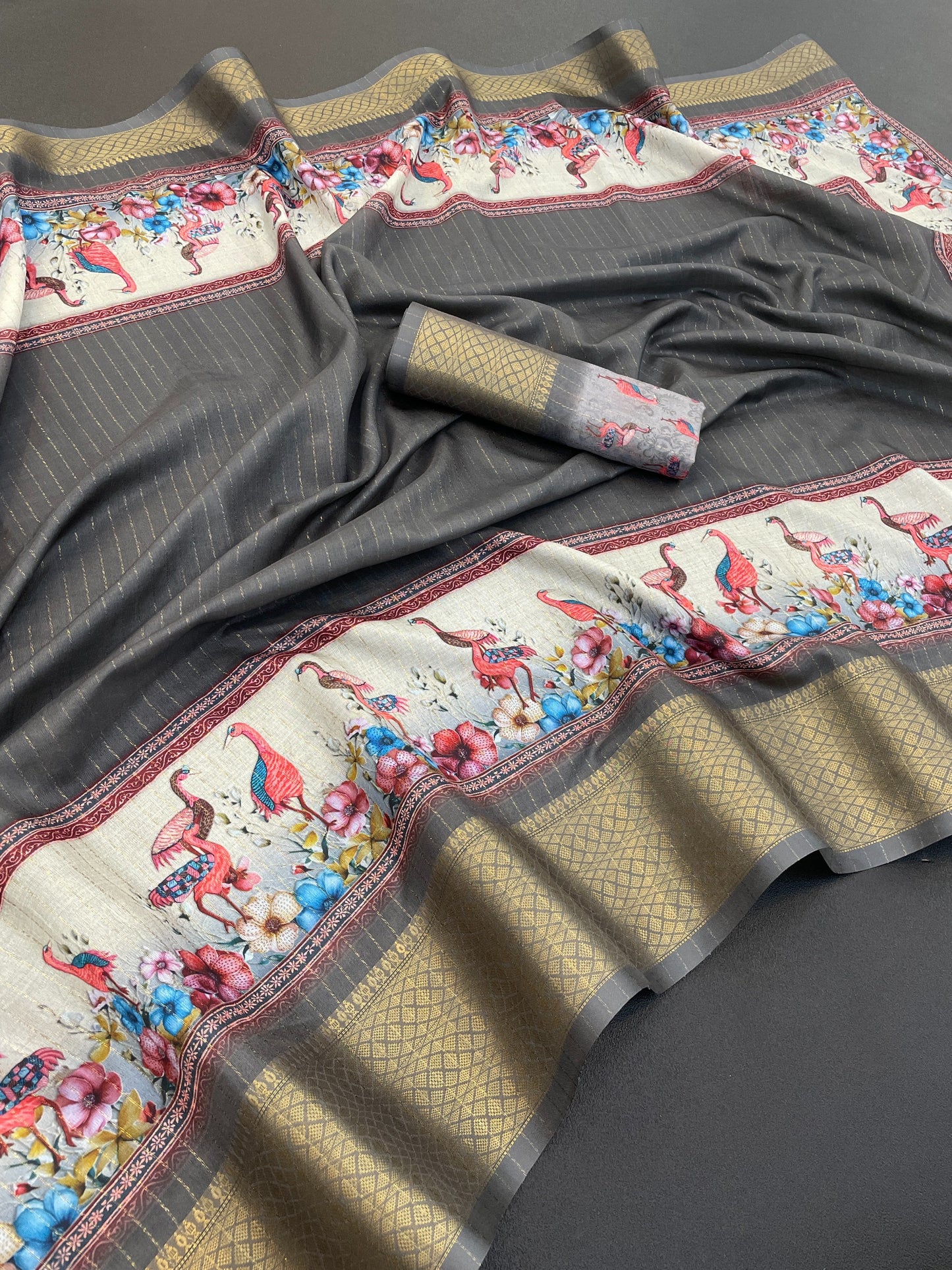 Flamingo Latest Dola Jari Digital Print New Desing Saree (8 Color )