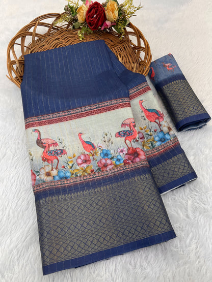 Flamingo Latest Dola Jari Digital Print New Desing Saree (8 Color )
