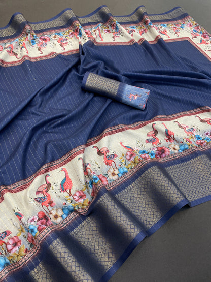 Flamingo Latest Dola Jari Digital Print New Desing Saree (8 Color )