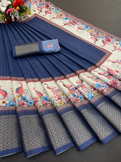 Flamingo Latest Dola Jari Digital Print New Desing Saree (8 Color )