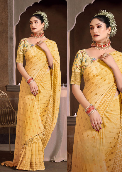 Swikar Multicolor Saree with Silver Foil Printing and Fancy Fabric (8 Colours Available).