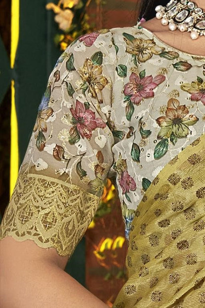 नवजीवन मल्टीकलर फैंसी साटन शिफॉन साड़ी