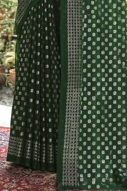 Lado Silver Digital  Moss Saree with Digital Printed Blouse and Best Selling Saree Design.