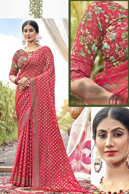 Lado Digital Gold Moss Saree with Digital Printed Blouse and Best Selling Saree Design *
