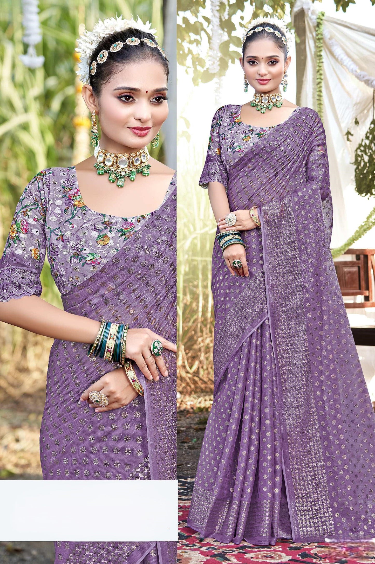 Lado Light  Moss  Saree with Digital Printed Blouse and Best Selling Saree Design