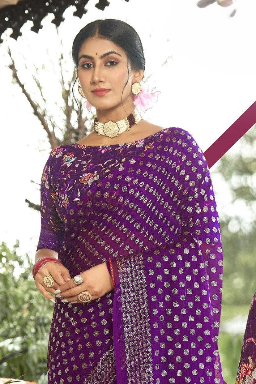 Lado Silver Digital  Moss Saree with Digital Printed Blouse and Best Selling Saree Design.