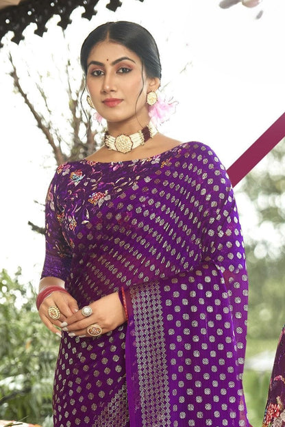 Lado Silver Digital  Moss Saree with Digital Printed Blouse and Best Selling Saree Design.
