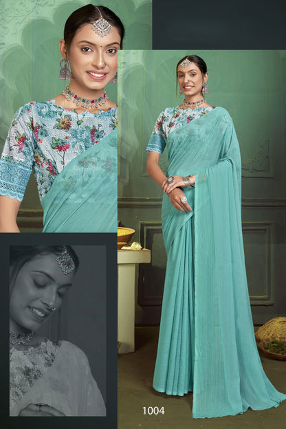 Rolex Light Saree in Elegant Chiffon Fabric – Radiate Grace!.