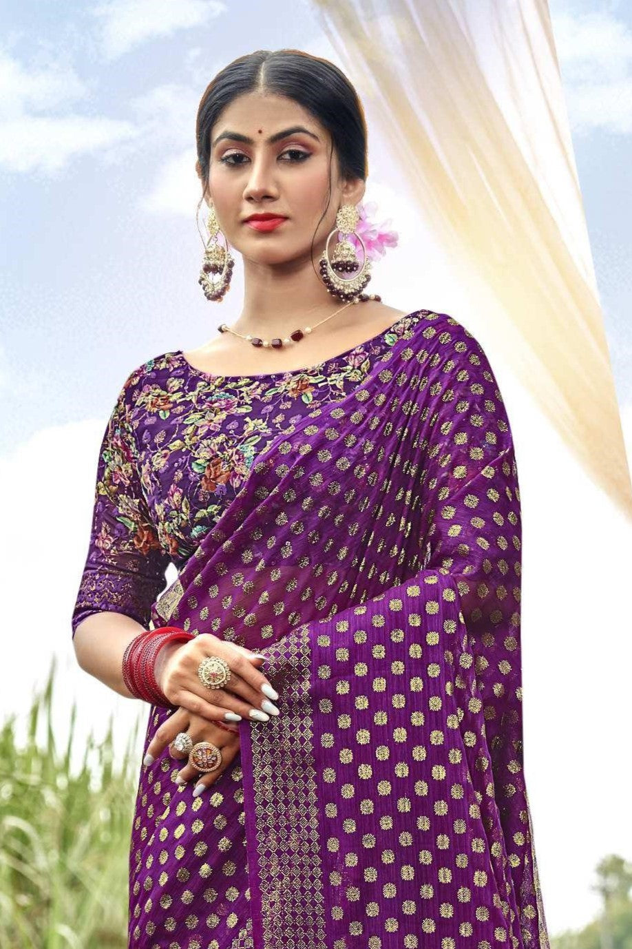 Lado Digital Gold Moss Saree with Digital Printed Blouse and Best Selling Saree Design *