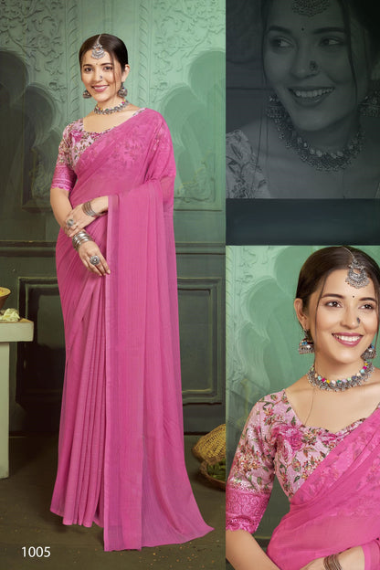 Rolex Light Saree in Elegant Chiffon Fabric – Radiate Grace!.