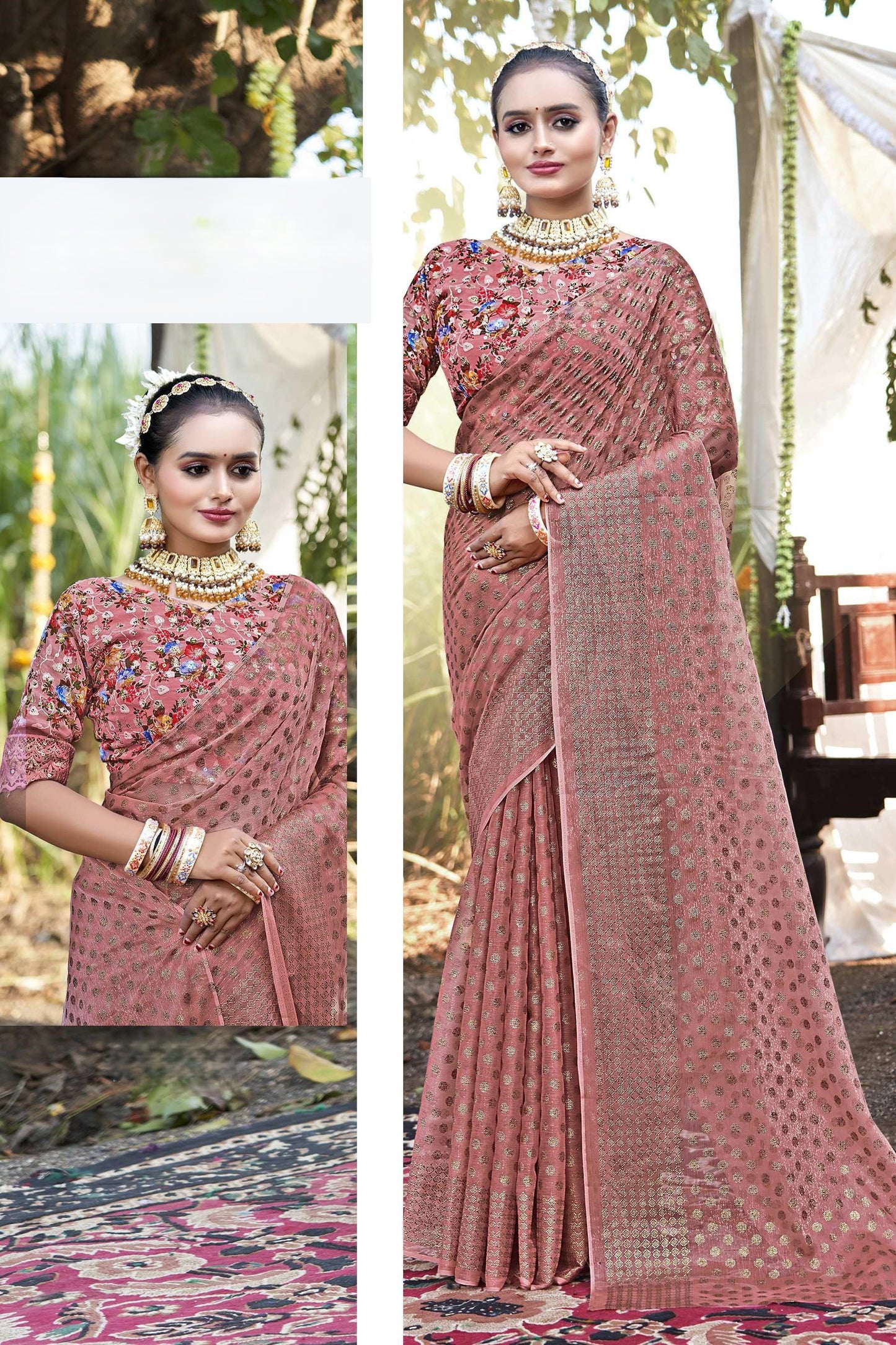 Lado Light  Moss  Saree with Digital Printed Blouse and Best Selling Saree Design