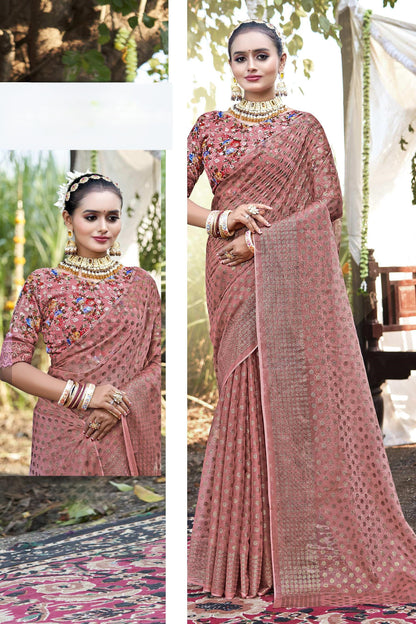 Lado Light  Moss  Saree with Digital Printed Blouse and Best Selling Saree Design