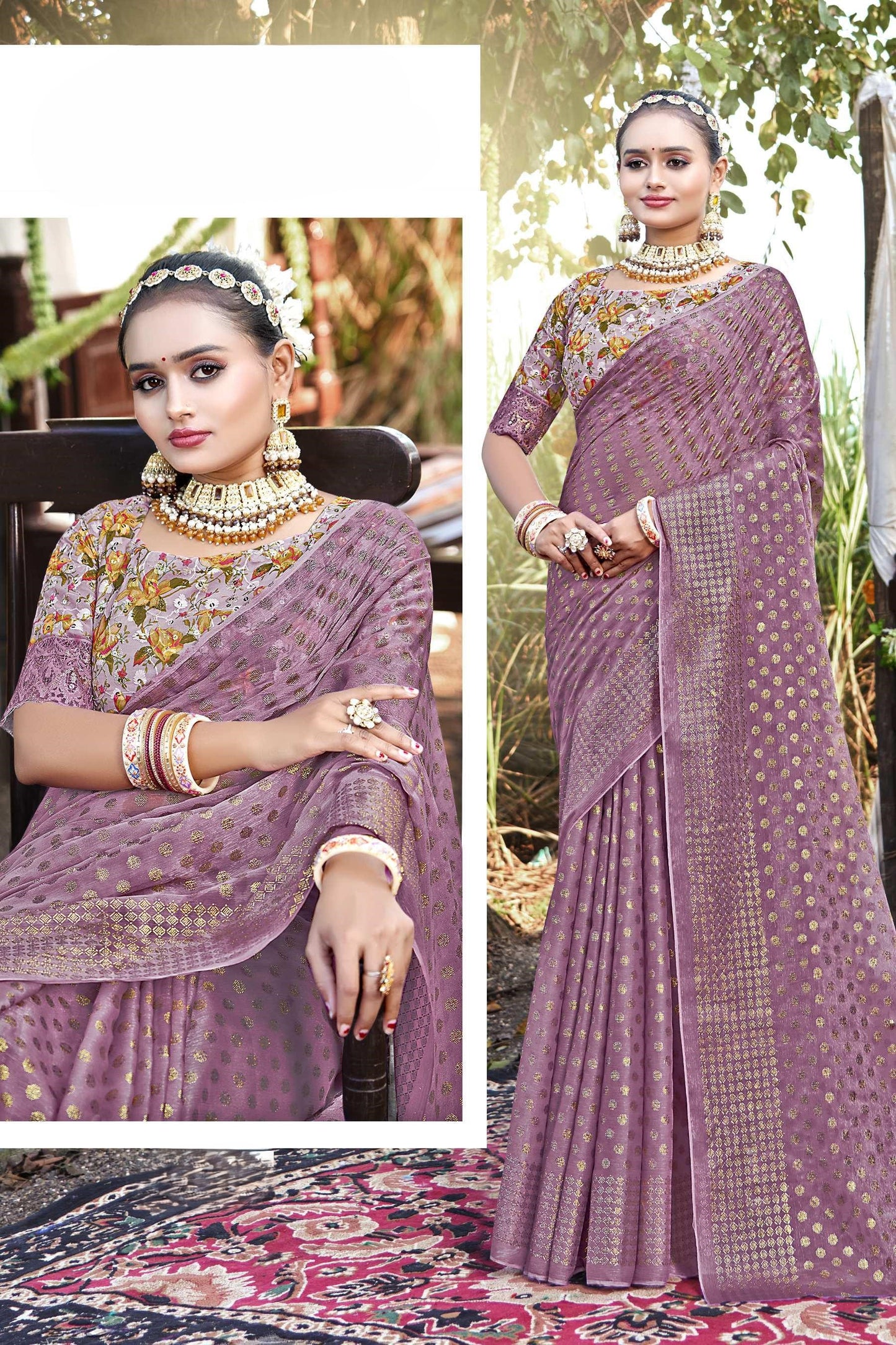 Lado Light  Moss  Saree with Digital Printed Blouse and Best Selling Saree Design