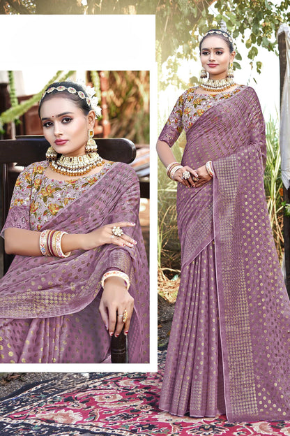 Lado Light  Moss  Saree with Digital Printed Blouse and Best Selling Saree Design
